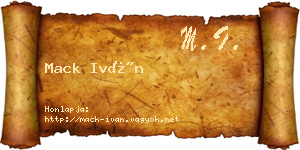 Mack Iván névjegykártya
